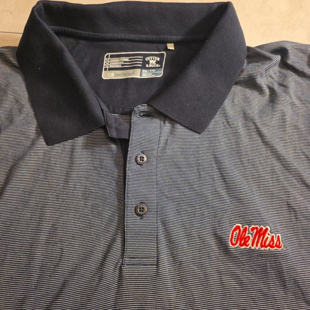 Cutter & Buck Ole Miss Polo Shirt Men’s XLarge Navy CB DryTec 100% Polyester